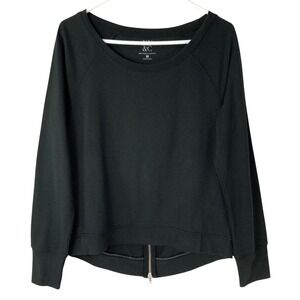 New York & Company Black Sweatshirt M Pullover Scoop Neck Raglan Back Zipper